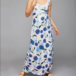 Pink and blue maxi floral dress size L maternity